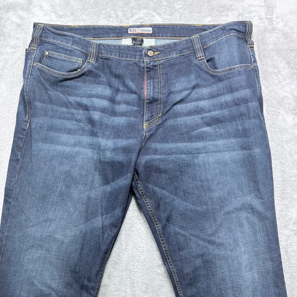 5.11 Tactical Defender-Flex Jeans Mens 44x32 Dark Blue Straight Leg Denim Pants